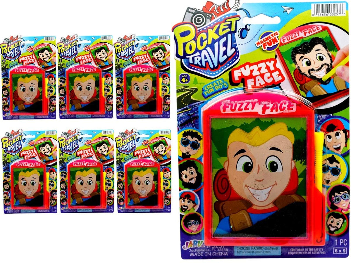 JA-RU Pocket Travel Magnetic Face Toy (6 Pack) – Funny Beard & Hair Designs – Magnetic Travel Games for Kids, Portable Handheld Drawing Toy, Bulk Party Favors & Goodie Bag Stuffers. 3257-6p