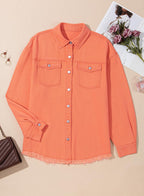 Dokotoo Western Outfits For Women Oversize Jean Jacket With Pocket Orange S - A