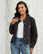 Vetinee Womans Jacket Distressed Denim Light Weight Jackets For Women Casual Graphite Black Xx-large Fits Size 20 / 22