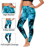 High-Waisted Coconut Tree Print Fishing Tights Swim Pants For Women