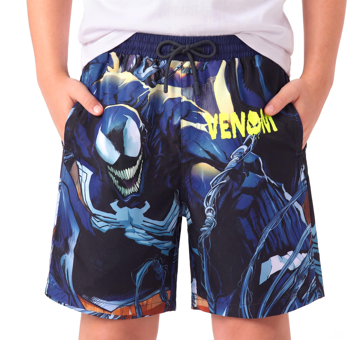Disney Marvel Avengers Venom Rash Guard Big Boy Swim Trunks Compression Swimsuit Black Swim Short Side Pocket UPF50+Swimming Trunk Surf Clothes Bathing Suit Kid Swimwear Summer Board Short 12-13 Years