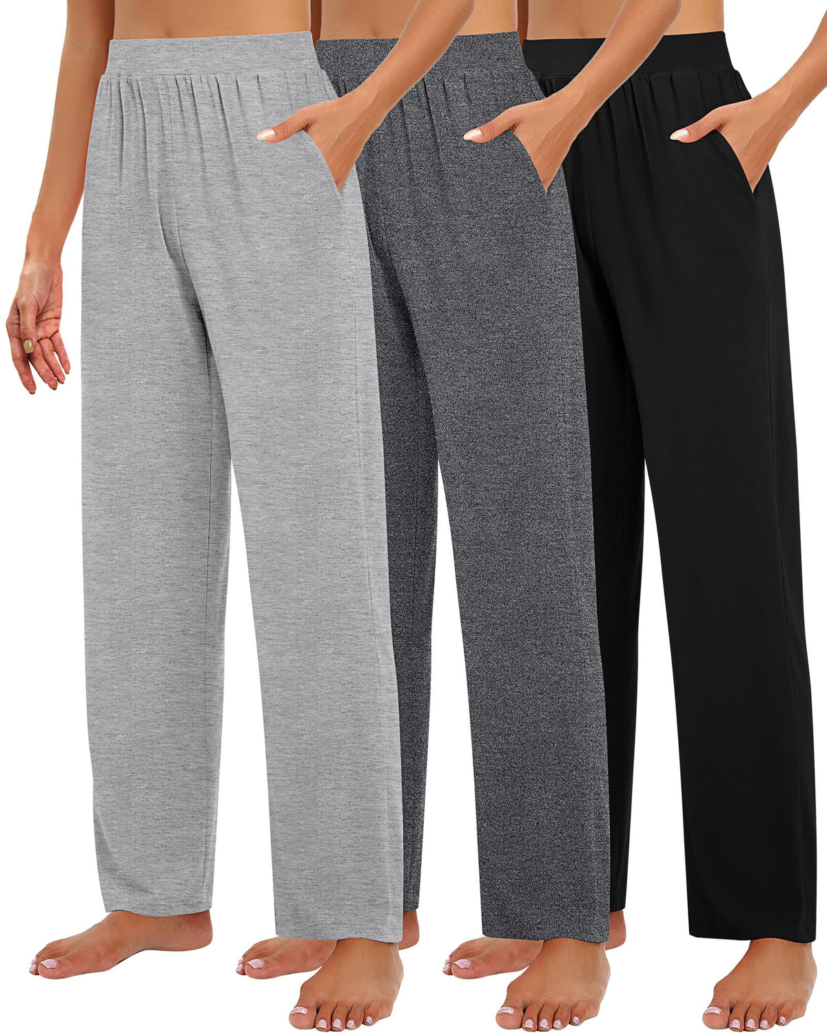 Huukeay 3 Pack Women's Lounge Pants Cozy Sweatpants Medium - Style 3