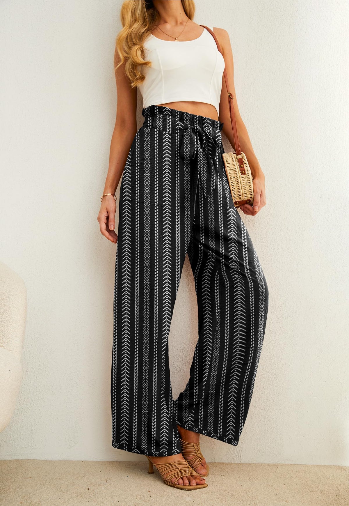 Iwollence Wollence Lightweight Stretch Palazzo Pants - 34 Bohemian