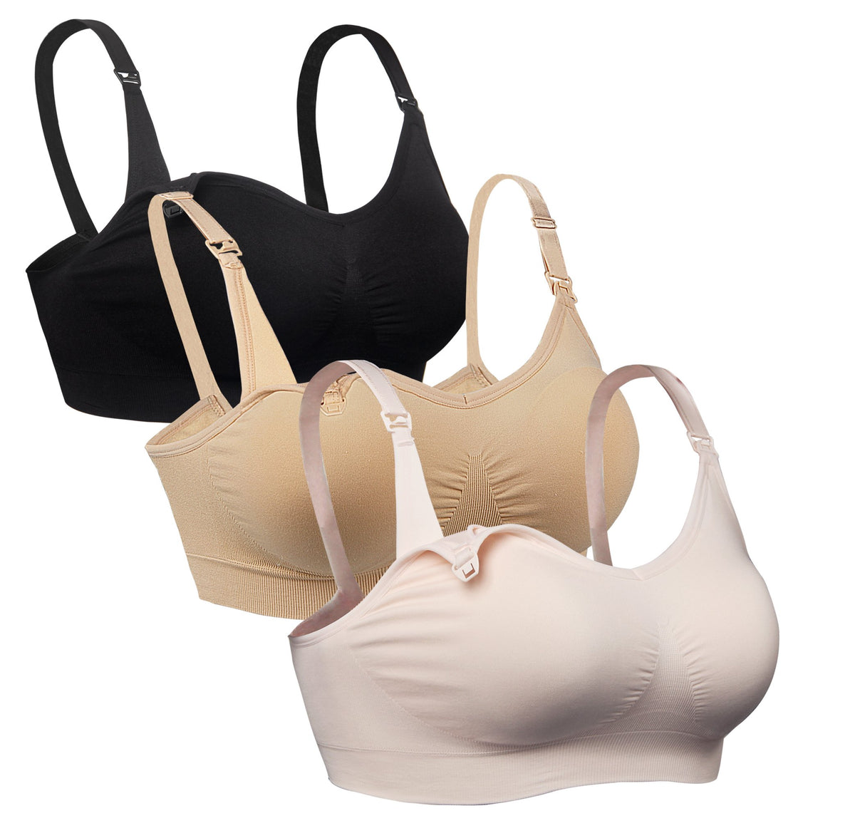 Ilovesia for Breastfeeding, Seamless Supportive Padded for Pregnancy, Comfy Women's Sleep Bralette for Mom Postpartum Full Coverage Black Purple Nude