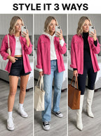 Dokotoo Fall Outfits For Women 2026 Button Down Jean Jacket Hot Pink XL - A