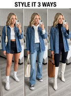 Dokotoo Womens Denim Top Button Down Shirt Jean Jacket With Pocket Blue S -