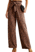 Iwollence Women Flowy Palazzo Pants Adjustable Knot High-Waist - Size Small