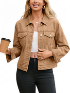Glamaker Jean Jacket Women 2026 Long Sleeve Vintage Western Button Down Shacket Trendy Autumn Outfits With Pockets (brown Xs)