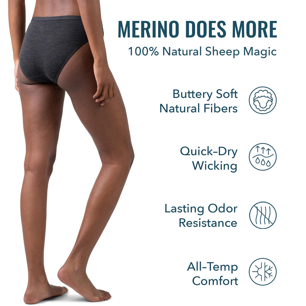 Woolly 95% Merino Wool Women's Bikini Panties for Travel & Everyday - XS