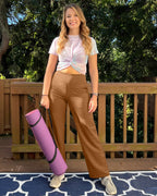 G4free Petite Yoga Pants For Women Soft Loose Fit Coca Mocha L