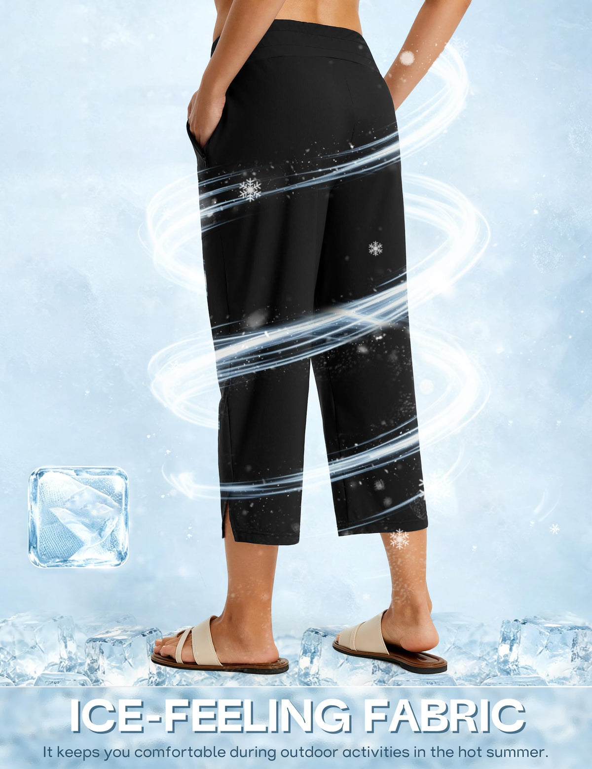Fitst4 Sports Women's Swim Capris 21" UPF 50+ Beach Pants Black L