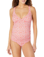 Essentials Women's Maternity Ruched V-neck Swimsuit With Adjustable