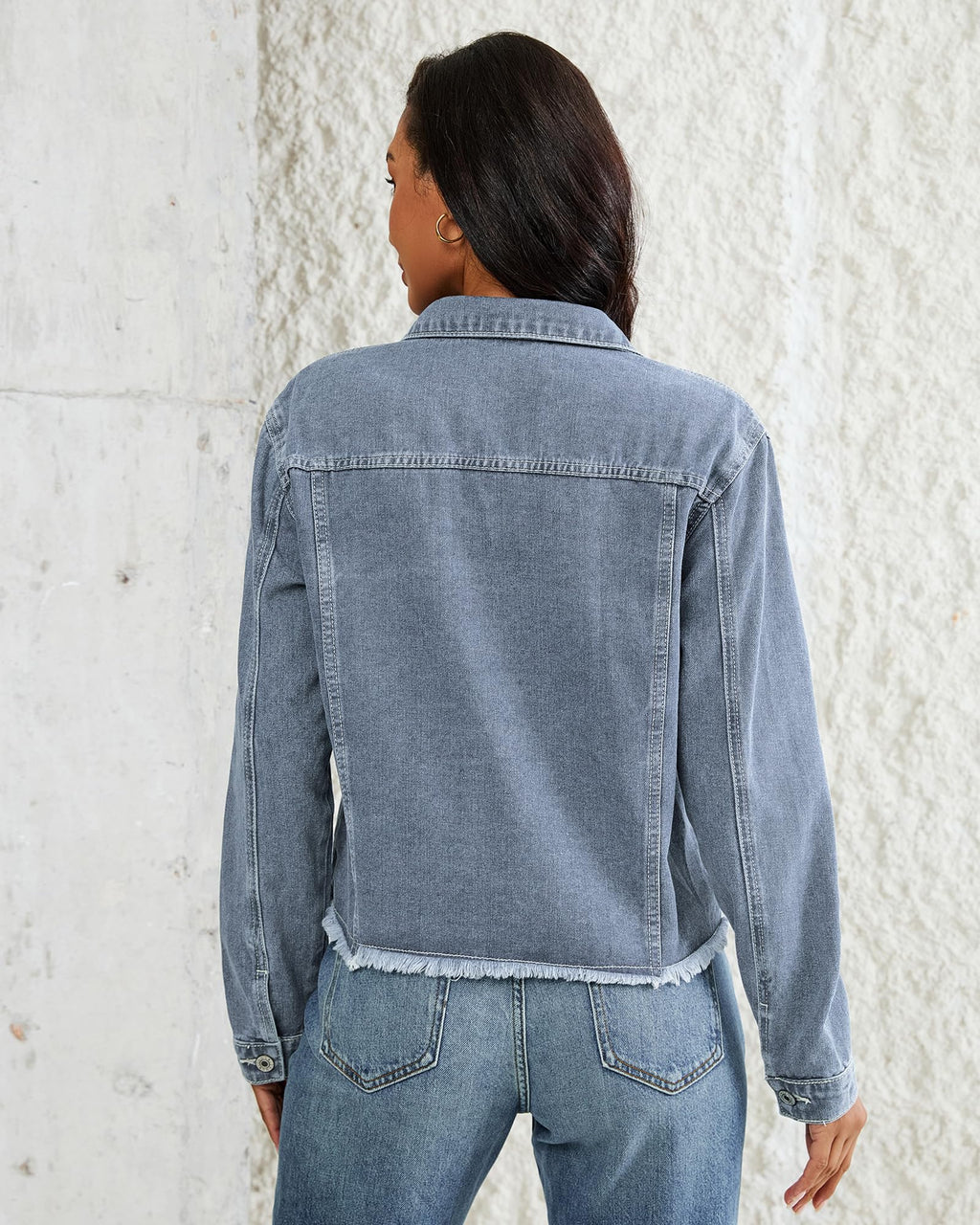 Vetinee Women's Jacket Light Denim Womens Jean Jackets Lightweight Wishful Blue - Snow Wash Xx-large Fits Size 20 / 22