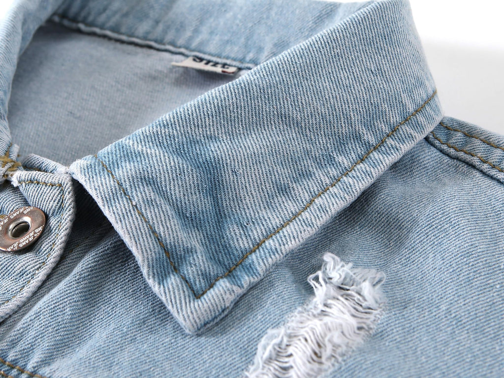 Kedera Denim Jacket For Women Long Sleeves Button Down Fitted Light Blue Lightweight Jean Jackets - Wash