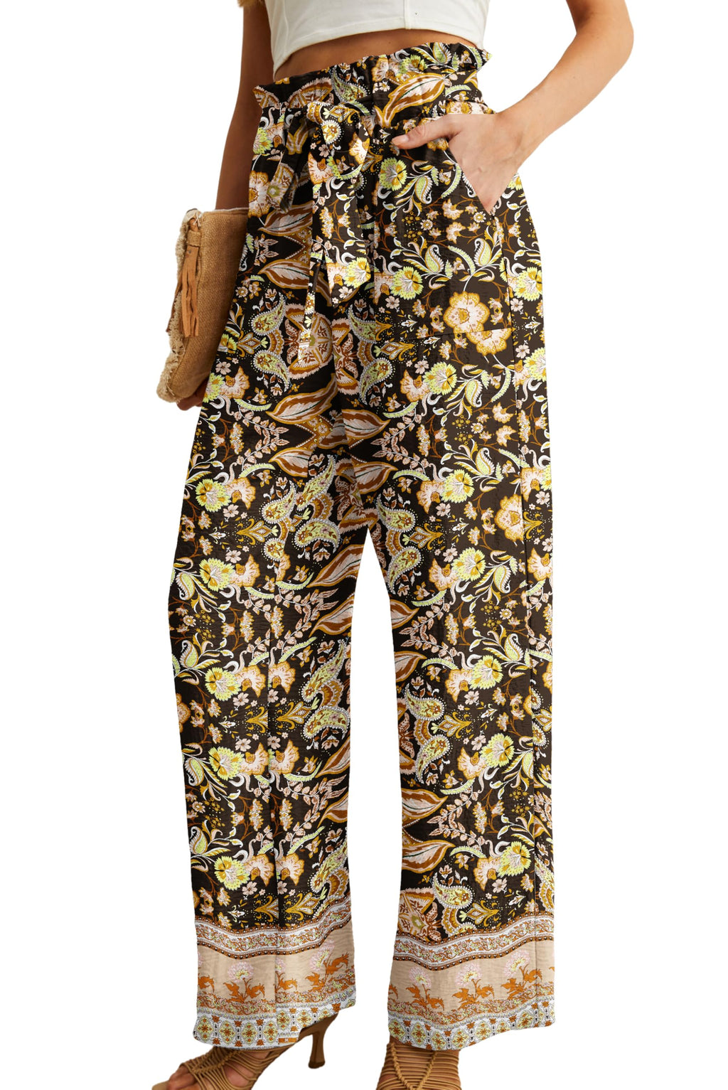 Iwollence Women Plus Size Palazzo Pants Adjustable Knot - Size 4X-Large