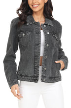 Miss Moly Women's Denim Jacket Classic Button Up Jean Dark Grey XL