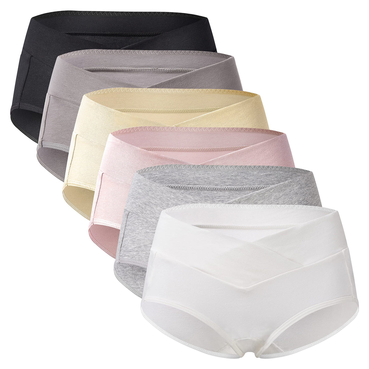 Mama Cotton Women's's Under The Bump Maternity Pregnancy Postpartum (color-multicolor-a 6 Pack, Size-l) Panties