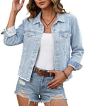 Luvamia Women's Oversized Denim Jacket - Roadnight Blue, Size Large (fits 12-14)