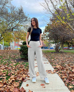 Promover Wide-Leg Leggings For Women With Pockets Light Grey L Regular