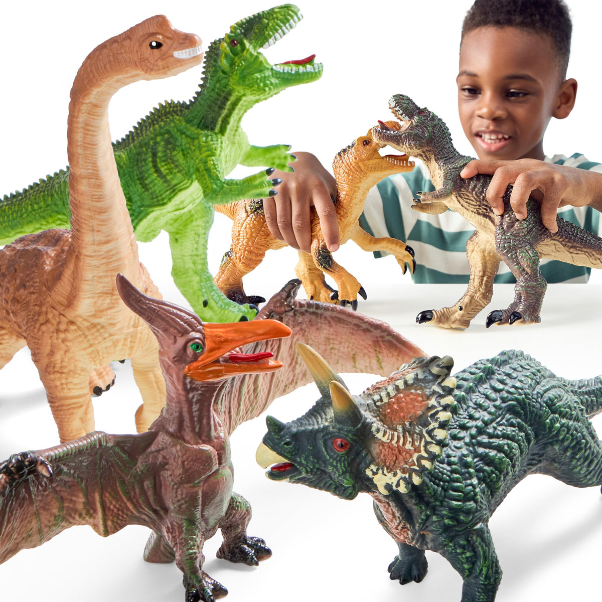 JOYIN Big Dinosaur Toys for Toddlers, 6 Piece Large Soft Dinosaur Figures with an Educational Book, Jumbo Realistic Toys for Boys and Girls Gift, Birthday Easter Gifts for Kids Ages 1 2 3 4 5