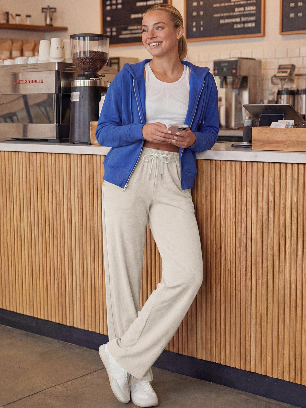 Ododos Women's Straight-Leg Pants Ultra Soft Odstratum - Ecru Heather