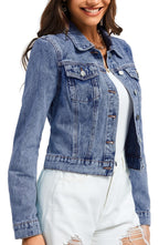 Andy & Natalie Women's Denim Jacket Trendy Long Sleeve Basic Button Down Crop Jean Shacket Jackets Light Blue-2 Xx-large