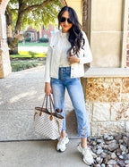 Luvamia Denim Jackets Women Jean Jacket Western Outfit For Size Xs - Cream White