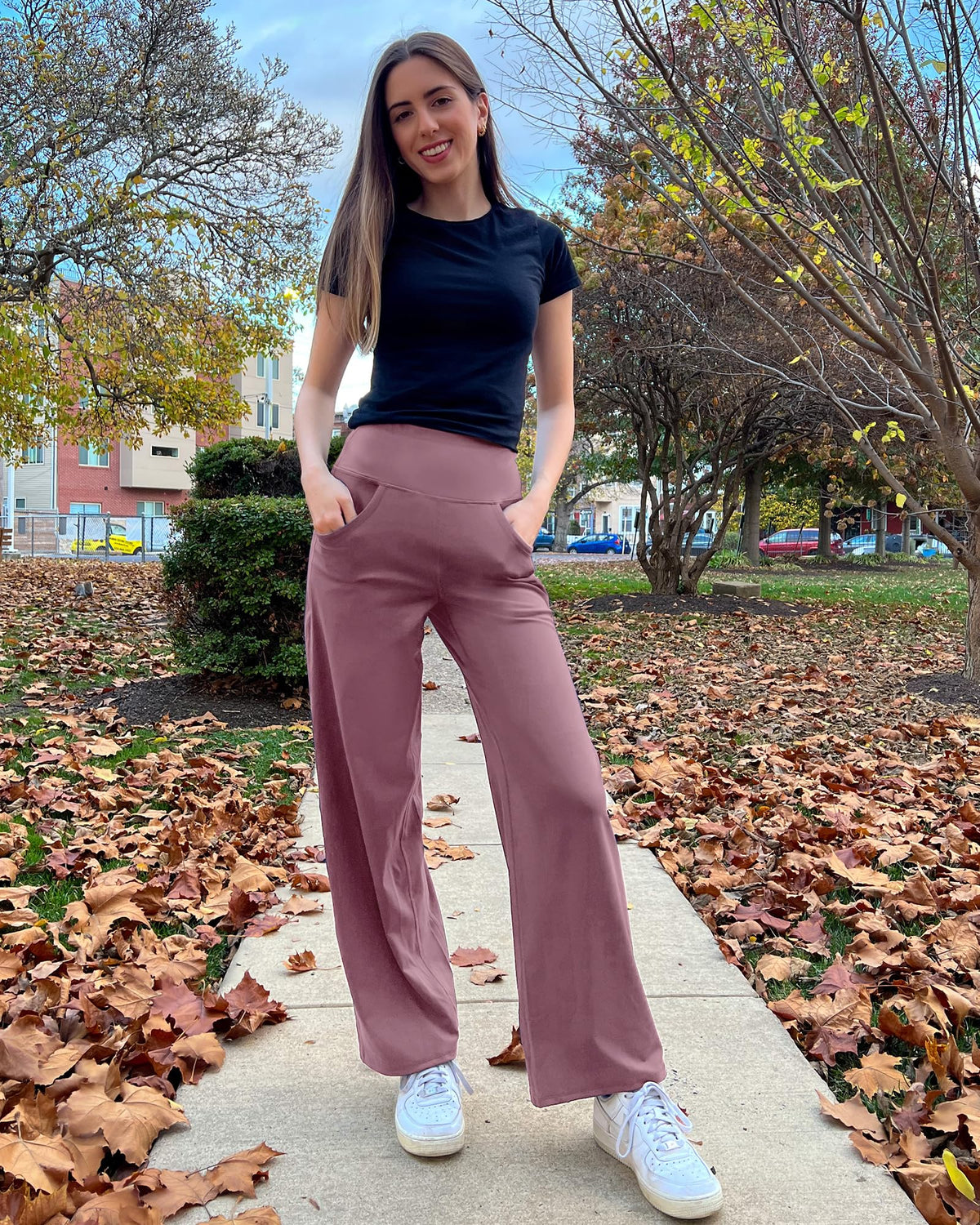 Promover Flare Pants For Women Stretch High-Waist Velvet Dust S Tall