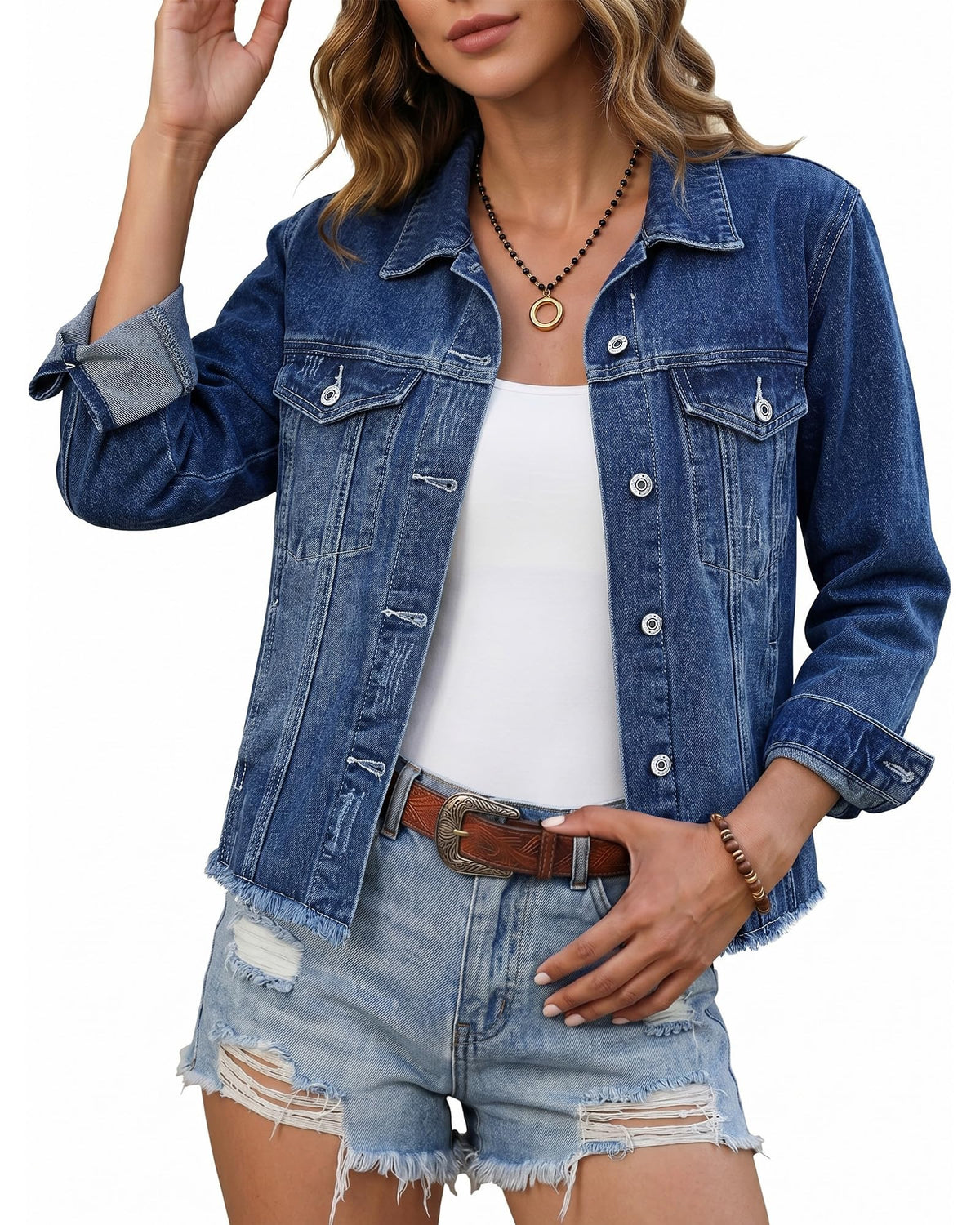 Luvamia Winter Jacket For Women Denim Shirt Oversized Light Weight Timeless Blue X-large Fits Size 16 18