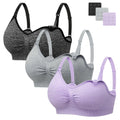 Angelhood Women's Seamless Sleep ,breastfeeding with Remove Pads Extenders Pack of 3 Nursing Bra