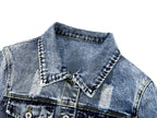 Kedera Denim Jacket For Women Distressed Jean Jackets Button Up Vintage Western Trucker - Snowflake Blue