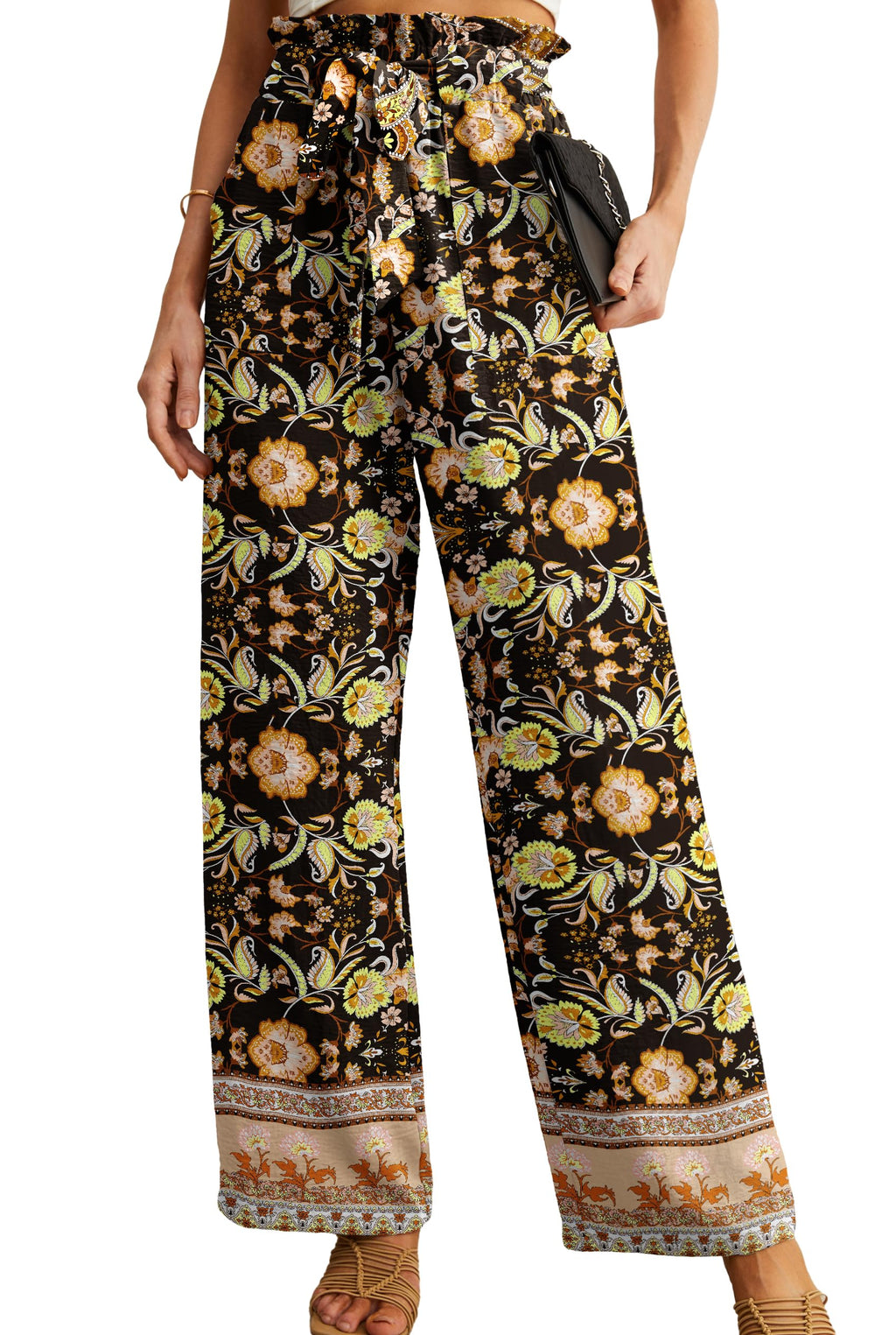 Iwollence Women Plus Size Palazzo Pants Adjustable Knot - Size 4X-Large