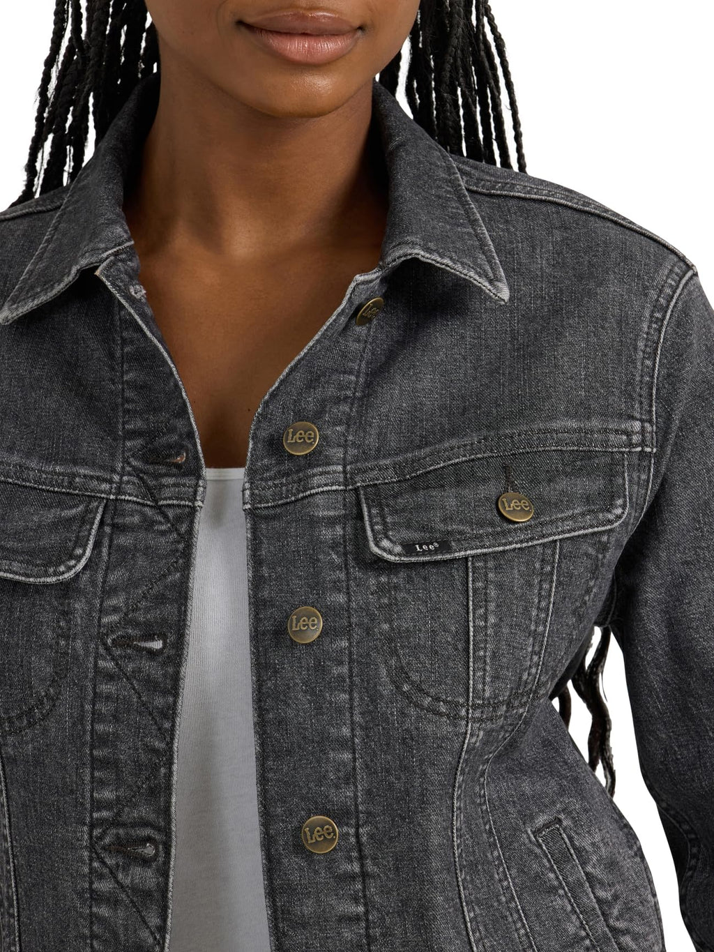 Lee Women's Legendary Rider Denim Jacket, Dark Powder, X-large