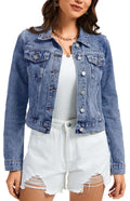 Andy & Natalie Women's Denim Jacket Trendy Long Sleeve Basic Button Down Crop Jean Shacket Jackets Light Blue-2 X-large