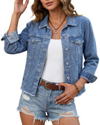 Luvamia Denim Jackets For Women Women's Casual Blue Jean Jacket Plus Size Coats And Medium Xx-large Fits 20 22