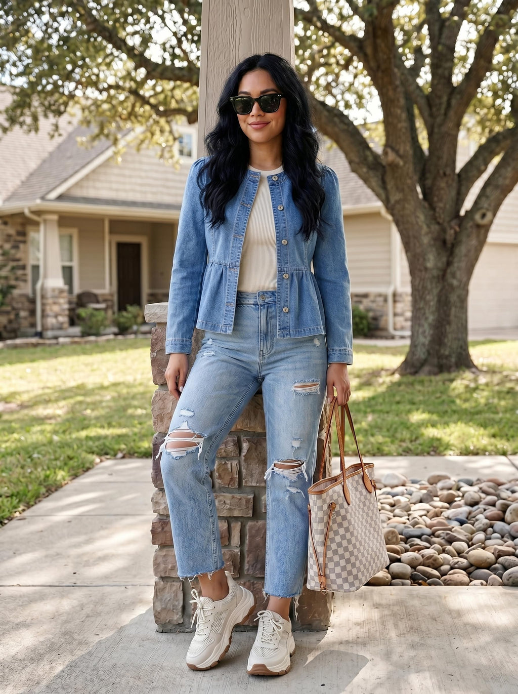 Dokotoo Cropped Jean Jacket Women Fashion Spring Summer Button Down Long Sleeve Cinched Waist Crop Denim Jackets For Rodeo Western Country
